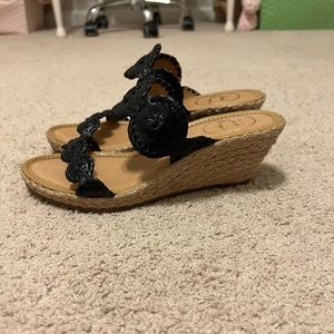 Jack Rogers Women’s Shelby Wedge Sandals in Black - Size 6.5M